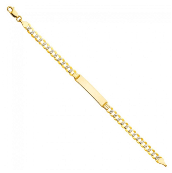 14K Yellow Gold Cuban Italian Pave I.D. Bracelet Baby