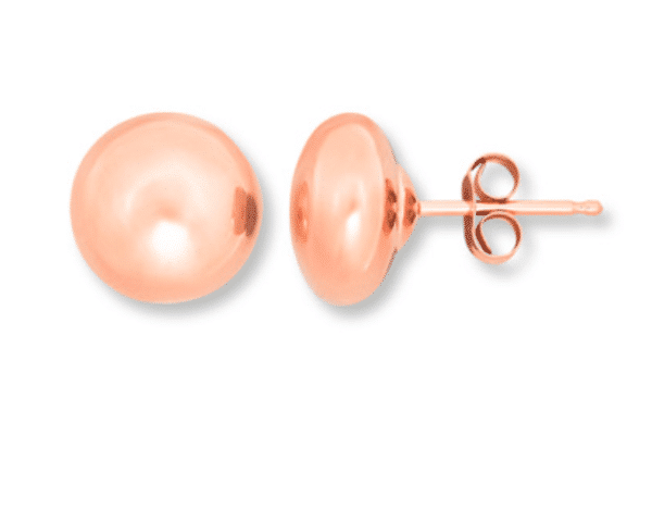 14K Rose Gold Button Stud Earrings Dormilona Pushback