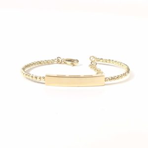 14K Yellow Gold Baby I.D. Bangle Bracelet Engrave Baby's Name New Born Jewelry