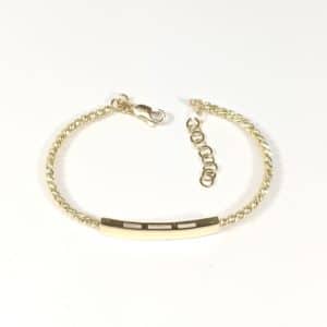 14K Yellow Gold Baby I.D. Bangle Bracelet Engrave Baby's Name New Born Jewelry Side Top View