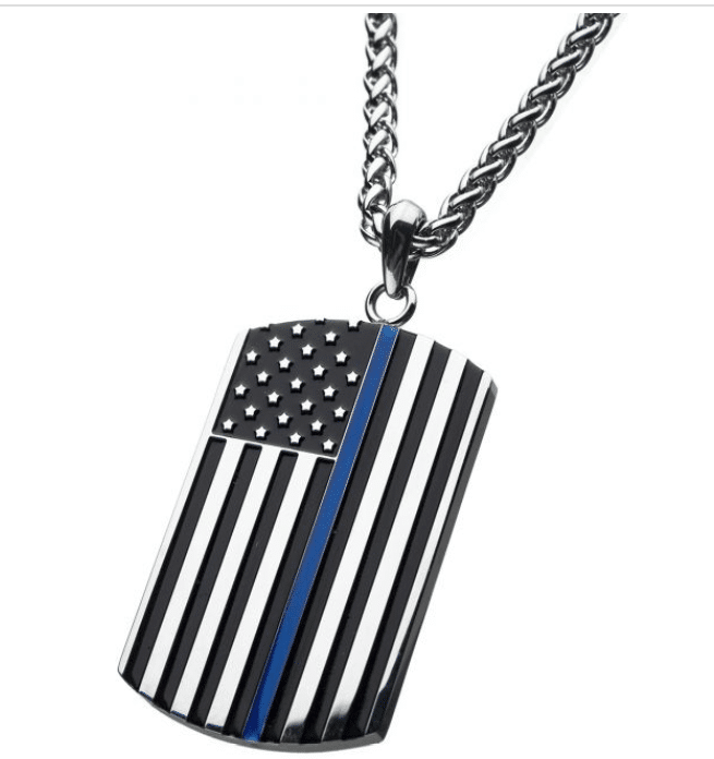 American Flag Patriotic Necklace Military Dog Tag Style With Chain - Agent  Gear USA