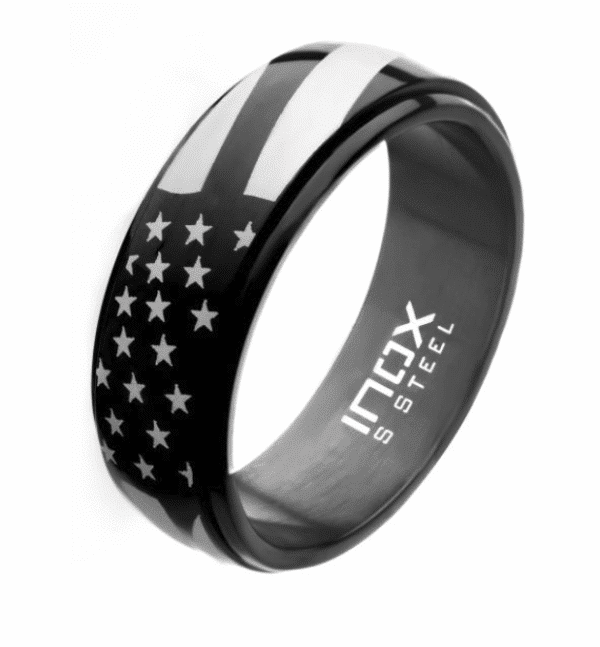 Black Ion Spinner American Flag Pride Rings Stainless Steel 316L