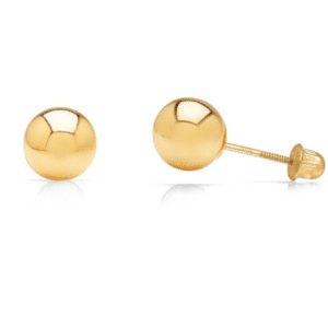 14K Yellow Gold Ball Stud Earrings with Secure Screw-backs Dormilona 4mm 5mm
