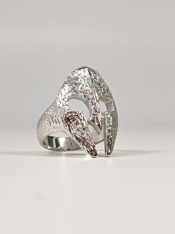 14K White Yellow Rose Gold 18K Spartan Helmet Ring with VS Diamonds VVS Hip Hop Rapper