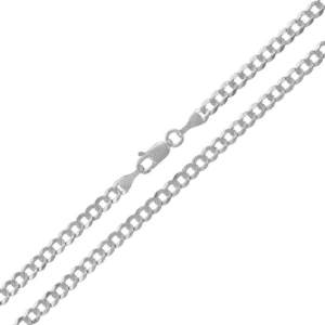 14K White Gold Cuban Italian Curb Link Chain Necklace Concave MM