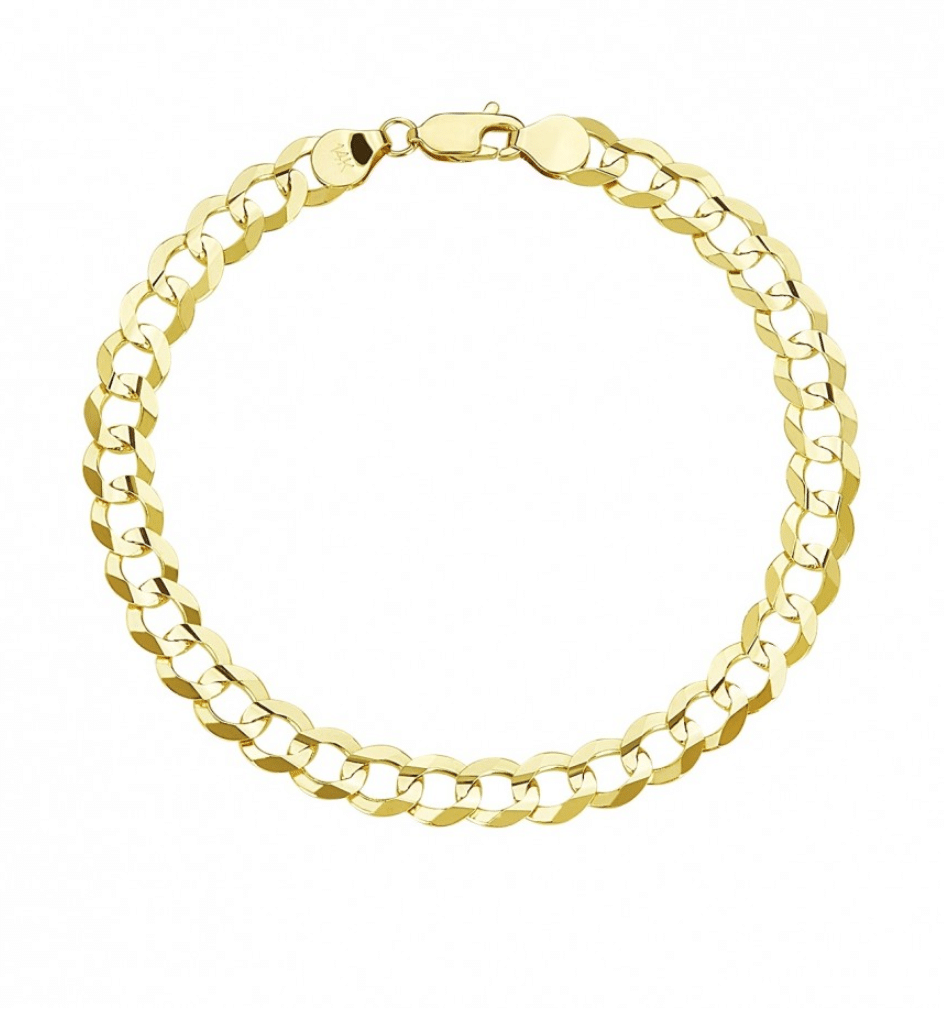 14K Gold Cuban Italian Curb Link Bracelet MM