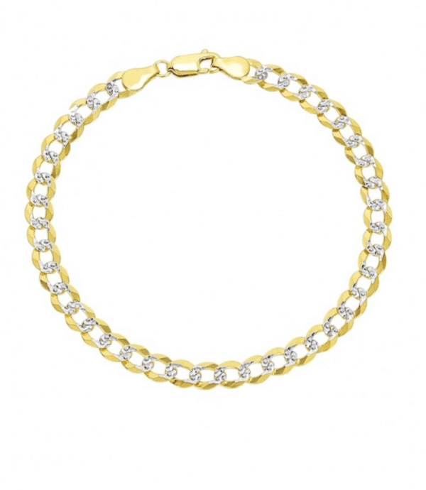 14K Yellow Gold Cuban Italian Curb Link Pave Bracelet MM
