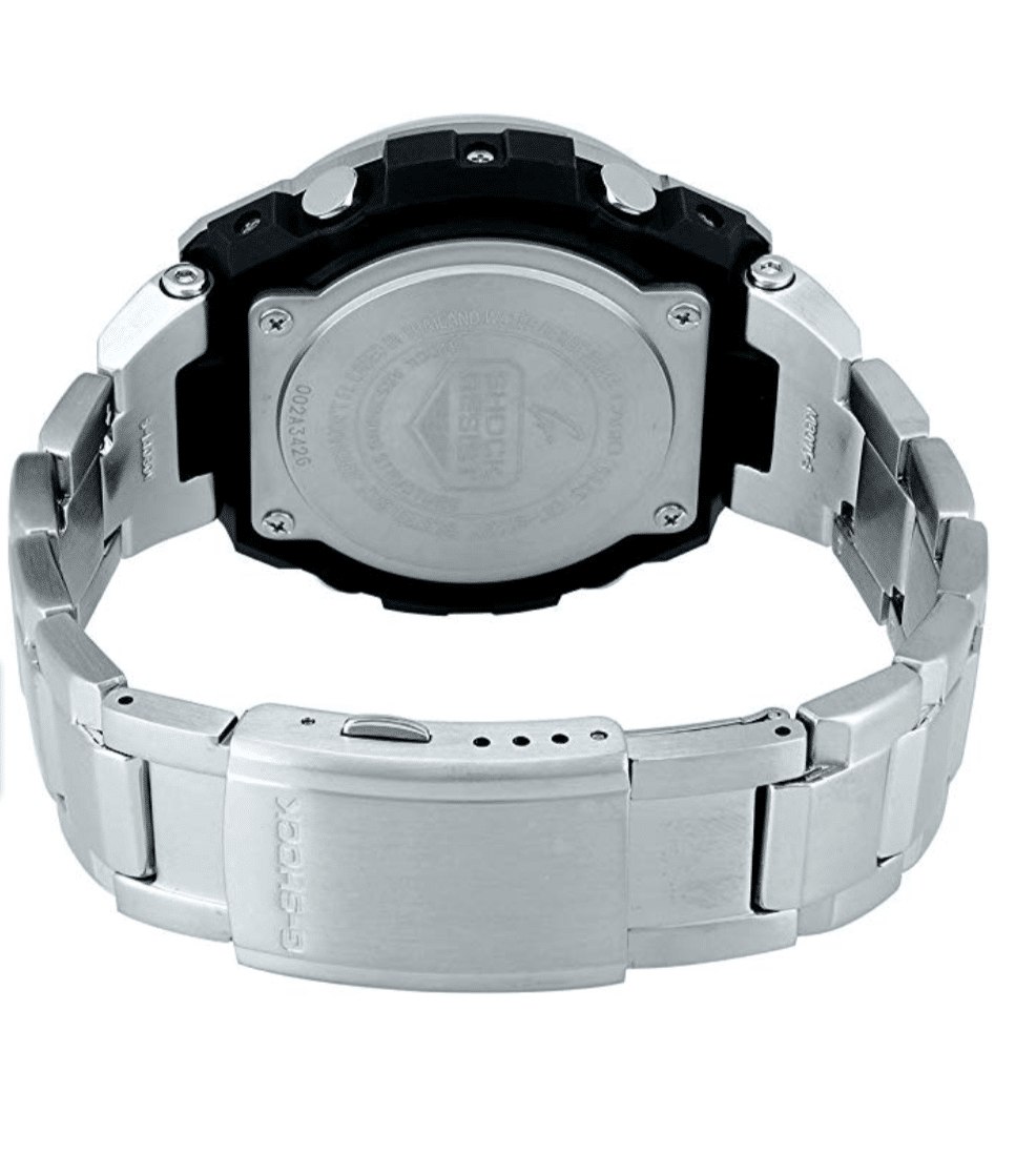 GSTS110D-1A G-Shock by Casio Tough Solar Stainless Steel Men's Watch Digital Back View, Analog