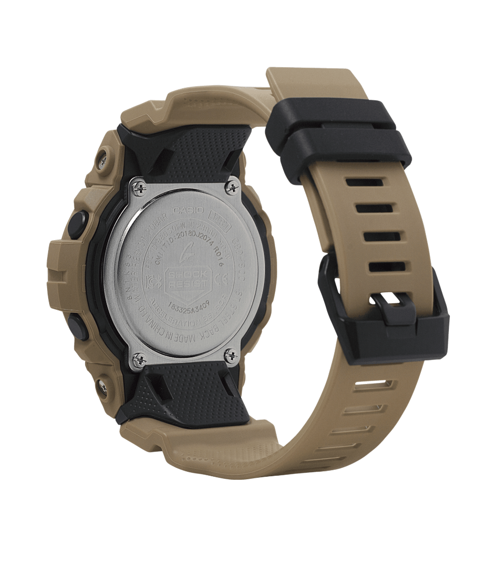 GBD800UC-5 G-Shock by Casio Tan, Beige, Military Bluetooth Connectivity Mineral Glass, Step Tracker, Back View