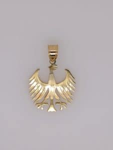 14K Yellow Gold German Eagle Pendant Coat of Arms, Germany Crest, European Eagle Pendant Rear View