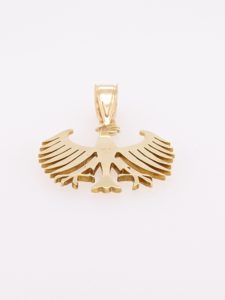 14K Yellow Gold German Eagle Pendant Coat of Arms, Germany Crest, European Eagle Pendant Rear Side View
